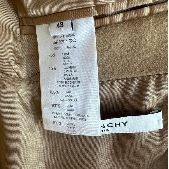 Givenchy Camel Tan Wool & Cashmere Blend Color Block Overcoat 48 / XXL - Picture 7 of 15